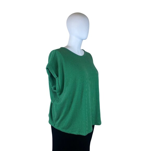 Maurices Women’s Green Ribbed Knit Short Sleeve Top Relaxed Fit Size 3x - New - Picture 2 of 11